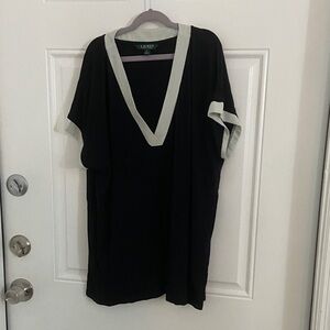 Lauren by ralph lauren Black Top with White Accent